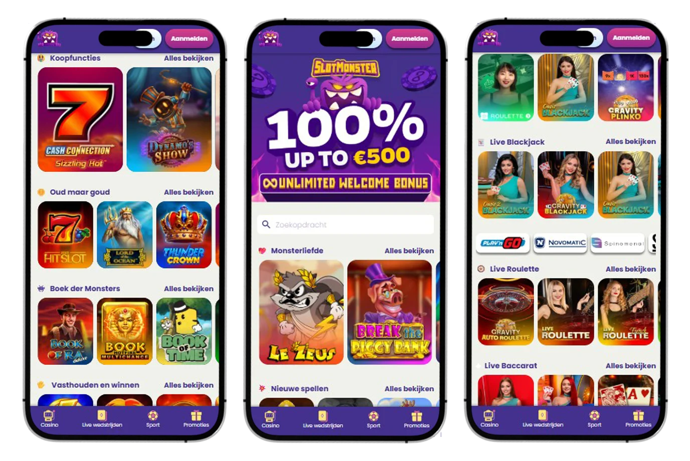 SlotMonster Casino Mobiele versie